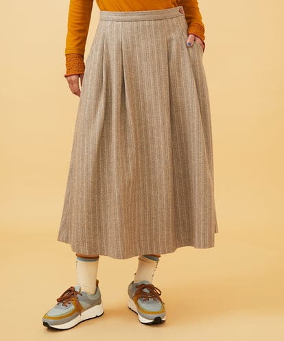 GJHAE42200 Jocomomola Huellas de aves へリンボーンタックフレアスカート