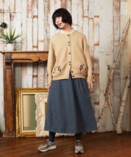 GJHAE42200 Jocomomola(ホコモモラ) Huellas de aves へリンボーンタックフレアスカート ベージュ