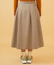 GJHAE42200 Jocomomola(ホコモモラ) Huellas de aves へリンボーンタックフレアスカート ベージュ