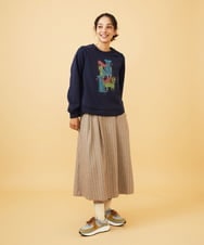 GJHAE42200 Jocomomola(ホコモモラ) Huellas de aves へリンボーンタックフレアスカート ベージュ