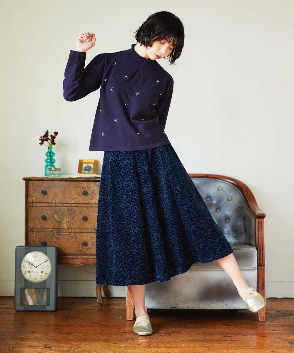 GJHAE51240 Jocomomola(ホコモモラ) Tardin calido オパールフラワーモチーフスカート ピンク