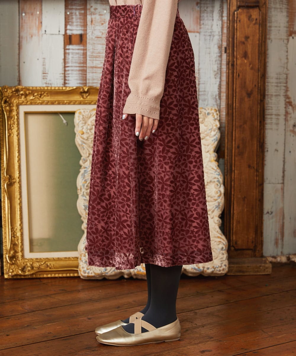 GJHAE51240 Jocomomola(ホコモモラ) Tardin calido オパールフラワーモチーフスカート ピンク