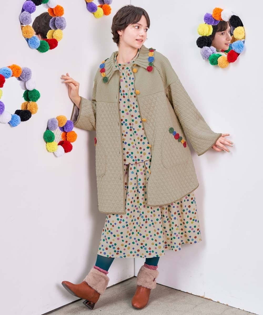 GJHAG70230 Jocomomola(ホコモモラ) Mural dot プリントフレアスカート アイボリー