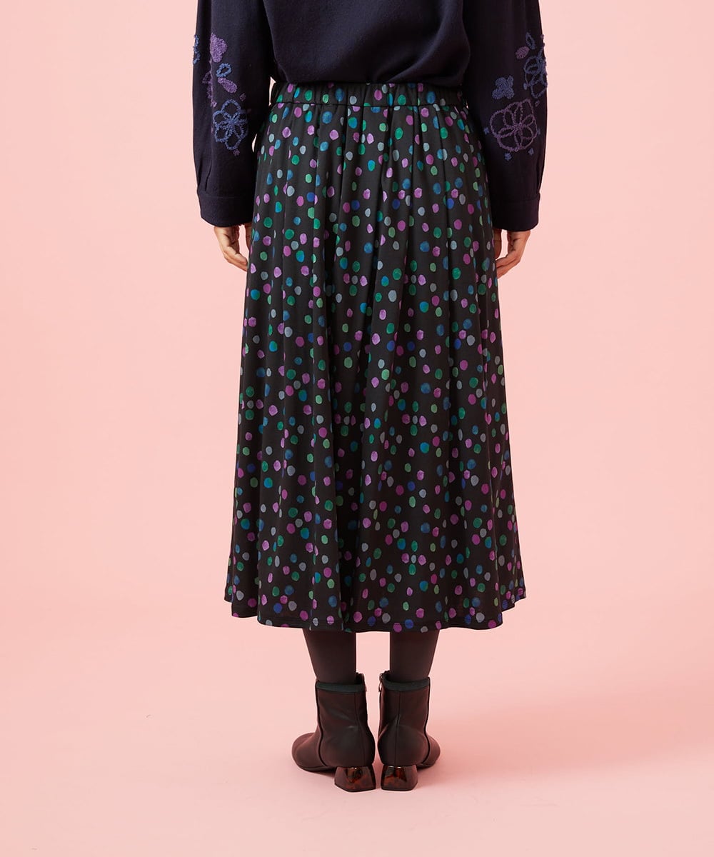 GJHAG70230 Jocomomola(ホコモモラ) Mural dot プリントフレアスカート ブラック