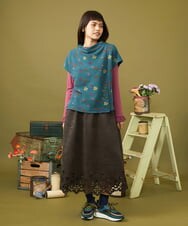 GJHAH42220 Jocomomola(ホコモモラ) 【ダブルポイント】フェイクスエードフレアスカート ダークグレー