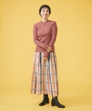 GJHAT02250 Jocomomola(ホコモモラ) Mimos 配色チェックスカート ライトグレー
