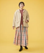 GJHAT02250 Jocomomola(ホコモモラ) Mimos 配色チェックスカート ライトグレー