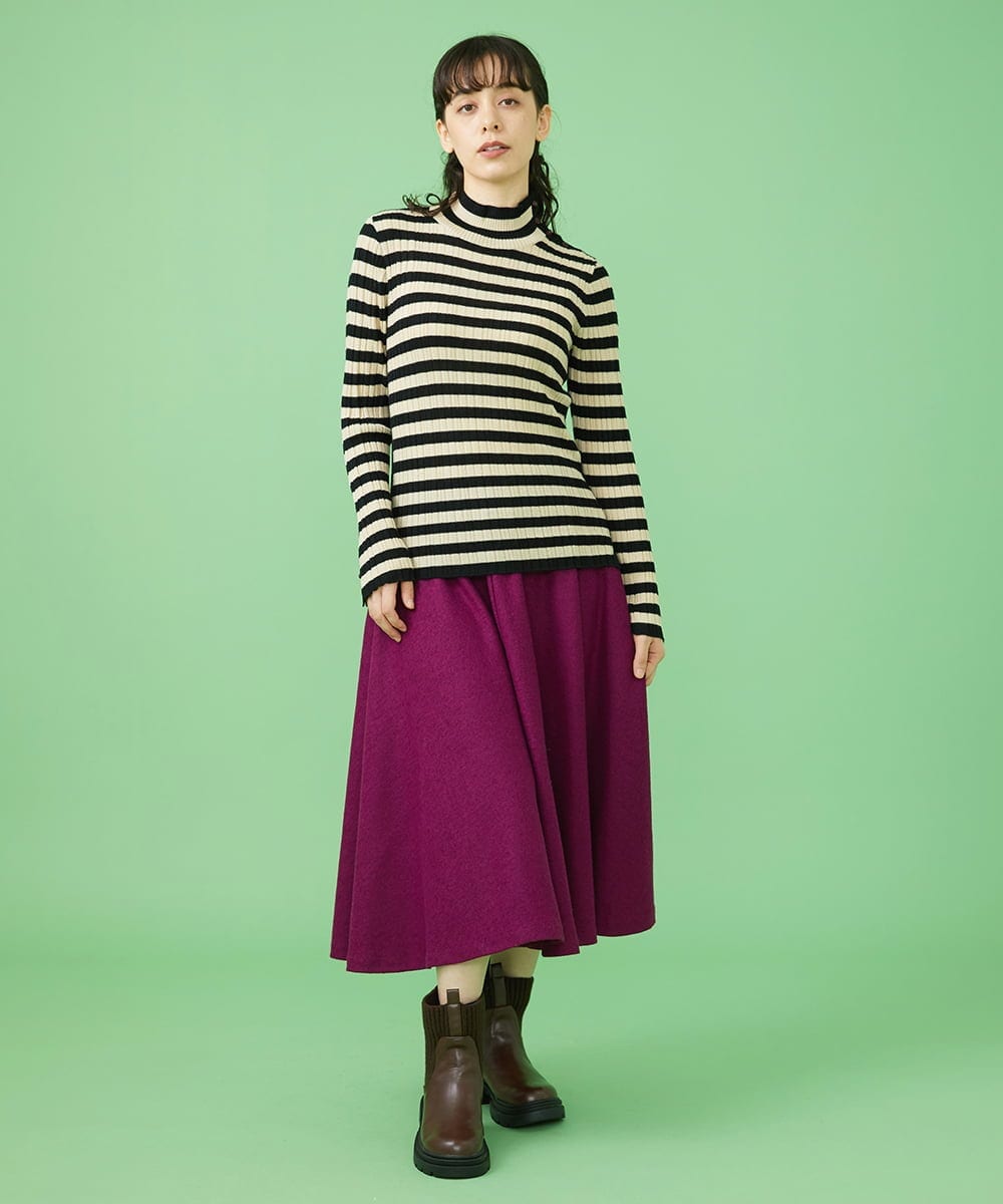 GJHAV36200 Jocomomola(ホコモモラ) T/W 天竺 フレアスカート パープル
