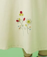 GJHCA31200 Jocomomola(ホコモモラ) フラワー刺繍 ピーチ起毛ピンタックスカート グリーン