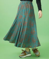 GJHCA32200 Jocomomola(ホコモモラ) Rojo vino フラワープリントフレアスカート ブルー×オレンジ