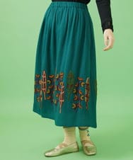 GJHCA36230 Jocomomola(ホコモモラ) Calle インド刺繍フレアスカート ブルーグリーン