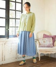 GJHCD31180 Jocomomola(ホコモモラ) Flor de escudo ジャカードフレアスカート ブルー