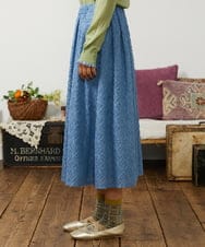 GJHCD31180 Jocomomola(ホコモモラ) Flor de escudo ジャカードフレアスカート ブルー