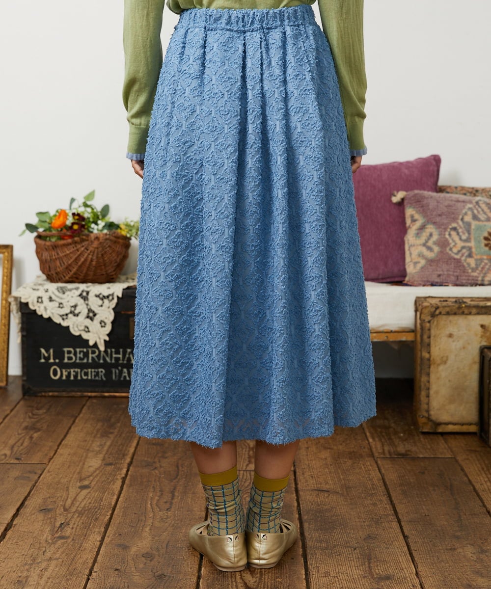 GJHCD31180 Jocomomola(ホコモモラ) Flor de escudo ジャカードフレアスカート ブルー