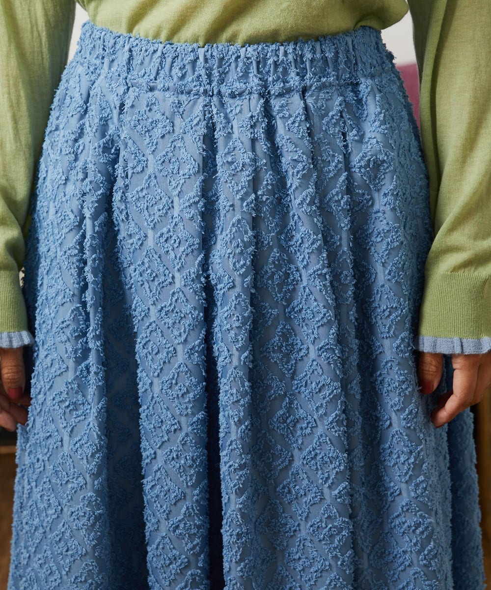 GJHCD31180 Jocomomola(ホコモモラ) Flor de escudo ジャカードフレアスカート ブルー