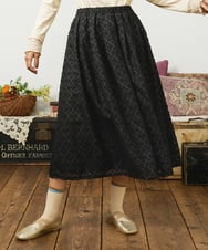 GJHCD31180 Jocomomola(ホコモモラ) Flor de escudo ジャカードフレアスカート ブラック