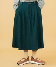 GJHCD32200 Jocomomola(ホコモモラ) 【早割10%OFF】ピーチ起毛タックスカート グリーン