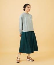 GJHCD32200 Jocomomola(ホコモモラ) 【早割10%OFF】ピーチ起毛タックスカート グリーン