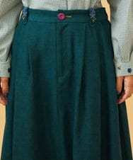 GJHCD32200 Jocomomola(ホコモモラ) 【早割10%OFF】ピーチ起毛タックスカート グリーン