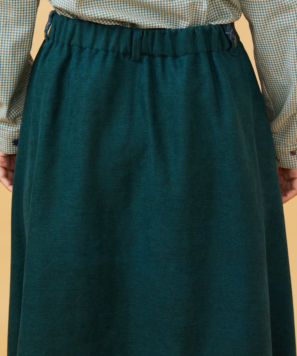 GJHCD32200 Jocomomola(ホコモモラ) 【早割10%OFF】ピーチ起毛タックスカート グリーン