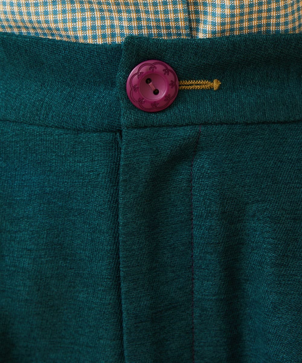 GJHCD32200 Jocomomola(ホコモモラ) 【早割10%OFF】ピーチ起毛タックスカート グリーン