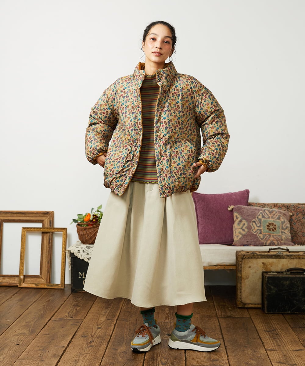 GJHCD32200 Jocomomola(ホコモモラ) Pradera ピーチ起毛タックスカート ベージュ