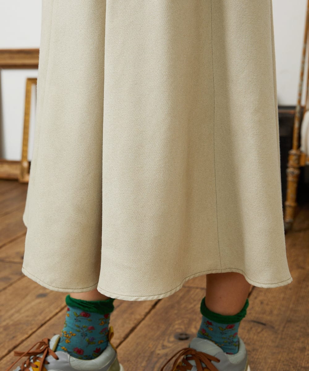 GJHCD32200 Jocomomola(ホコモモラ) Pradera ピーチ起毛タックスカート ベージュ