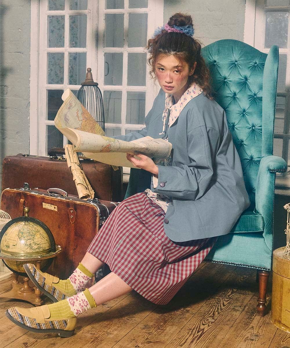 GJHDD33170 Jocomomola(ホコモモラ)  Sillin ギンガムチェック ギャザースカート レッド