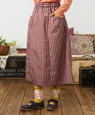 GJHDD33170 Jocomomola(ホコモモラ) 【先行予約】ギンガムチェック ギャザースカート レッド