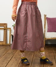 GJHDD33170 Jocomomola(ホコモモラ) 【先行予約】ギンガムチェック ギャザースカート レッド