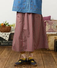GJHDD33170 Jocomomola(ホコモモラ) 【先行予約】ギンガムチェック ギャザースカート レッド