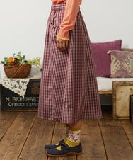 GJHDD33170 Jocomomola(ホコモモラ) 【先行予約】ギンガムチェック ギャザースカート レッド