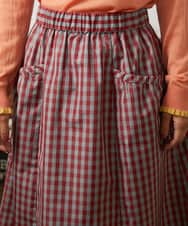 GJHDD33170 Jocomomola(ホコモモラ) 【先行予約】ギンガムチェック ギャザースカート レッド