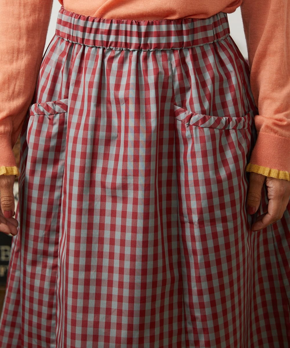 GJHDD33170 Jocomomola(ホコモモラ) 【先行予約】ギンガムチェック ギャザースカート レッド