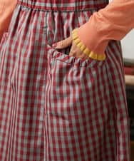 GJHDD33170 Jocomomola(ホコモモラ) 【先行予約】ギンガムチェック ギャザースカート レッド