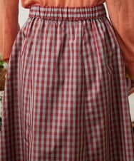 GJHDD33170 Jocomomola(ホコモモラ) 【先行予約】ギンガムチェック ギャザースカート レッド