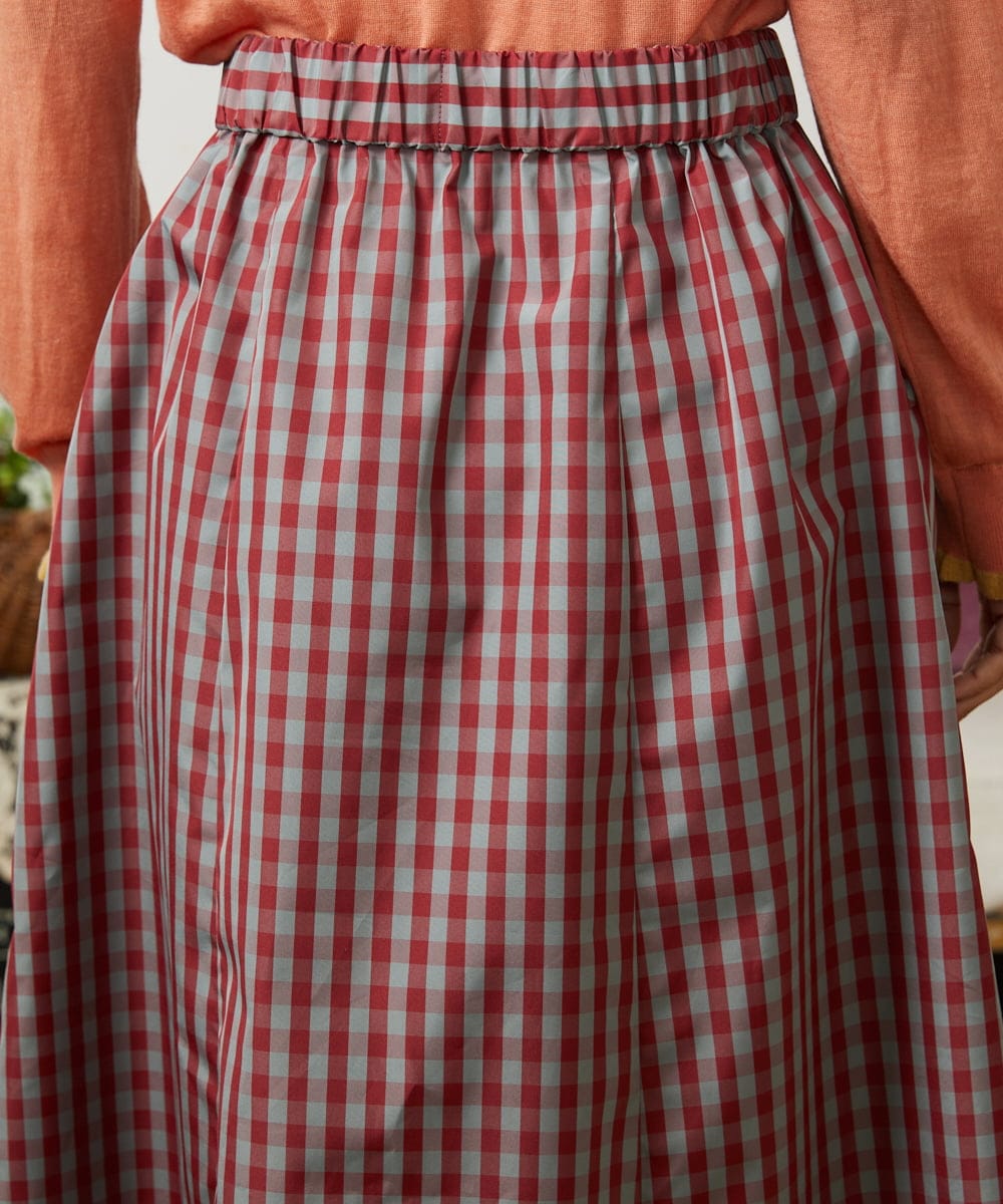 GJHDD33170 Jocomomola(ホコモモラ) 【先行予約】ギンガムチェック ギャザースカート レッド