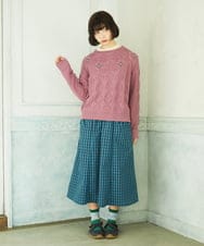 GJHDD33170 Jocomomola(ホコモモラ)  Sillin ギンガムチェック ギャザースカート ブルー