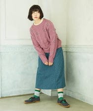 GJHDD33170 Jocomomola(ホコモモラ)  Sillin ギンガムチェック ギャザースカート ブルー