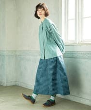 GJHDD33170 Jocomomola(ホコモモラ)  Sillin ギンガムチェック ギャザースカート ブルー
