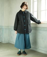 GJHDD33170 Jocomomola(ホコモモラ)  Sillin ギンガムチェック ギャザースカート ブルー