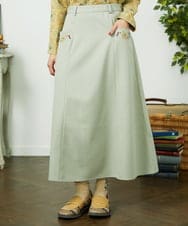 GJHDD36200 Jocomomola(ホコモモラ) Pluma de flecha フレアスカート ライトグリーン