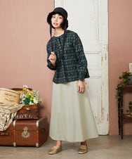 GJHDD36200 Jocomomola(ホコモモラ) Pluma de flecha フレアスカート ライトグリーン