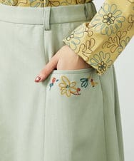 GJHDD36200 Jocomomola(ホコモモラ) Pluma de flecha フレアスカート ライトグリーン