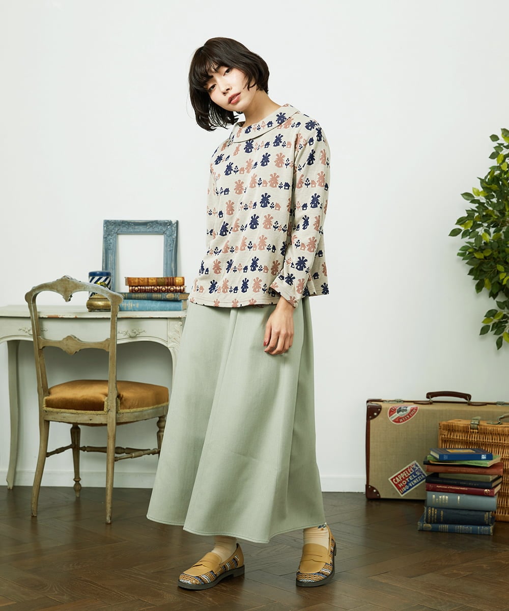 GJHDD36200 Jocomomola(ホコモモラ) Pluma de flecha フレアスカート ライトグリーン