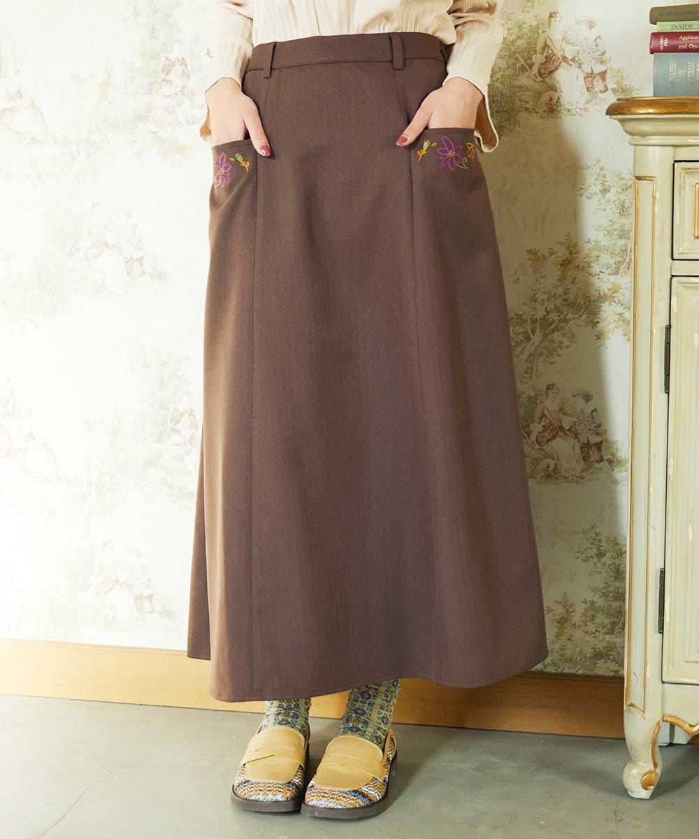 GJHDD36200 Jocomomola(ホコモモラ) Pluma de flecha フレアスカート ブラウン