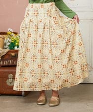 GJHDE38200 Jocomomola(ホコモモラ) Palomas y flores プリントスカート イエロー