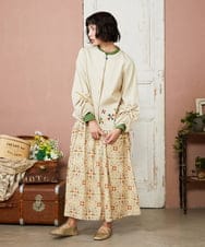 GJHDE38200 Jocomomola(ホコモモラ) Palomas y flores プリントスカート イエロー