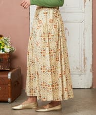 GJHDE38200 Jocomomola(ホコモモラ) Palomas y flores プリントスカート イエロー