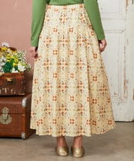 GJHDE38200 Jocomomola(ホコモモラ) Palomas y flores プリントスカート イエロー